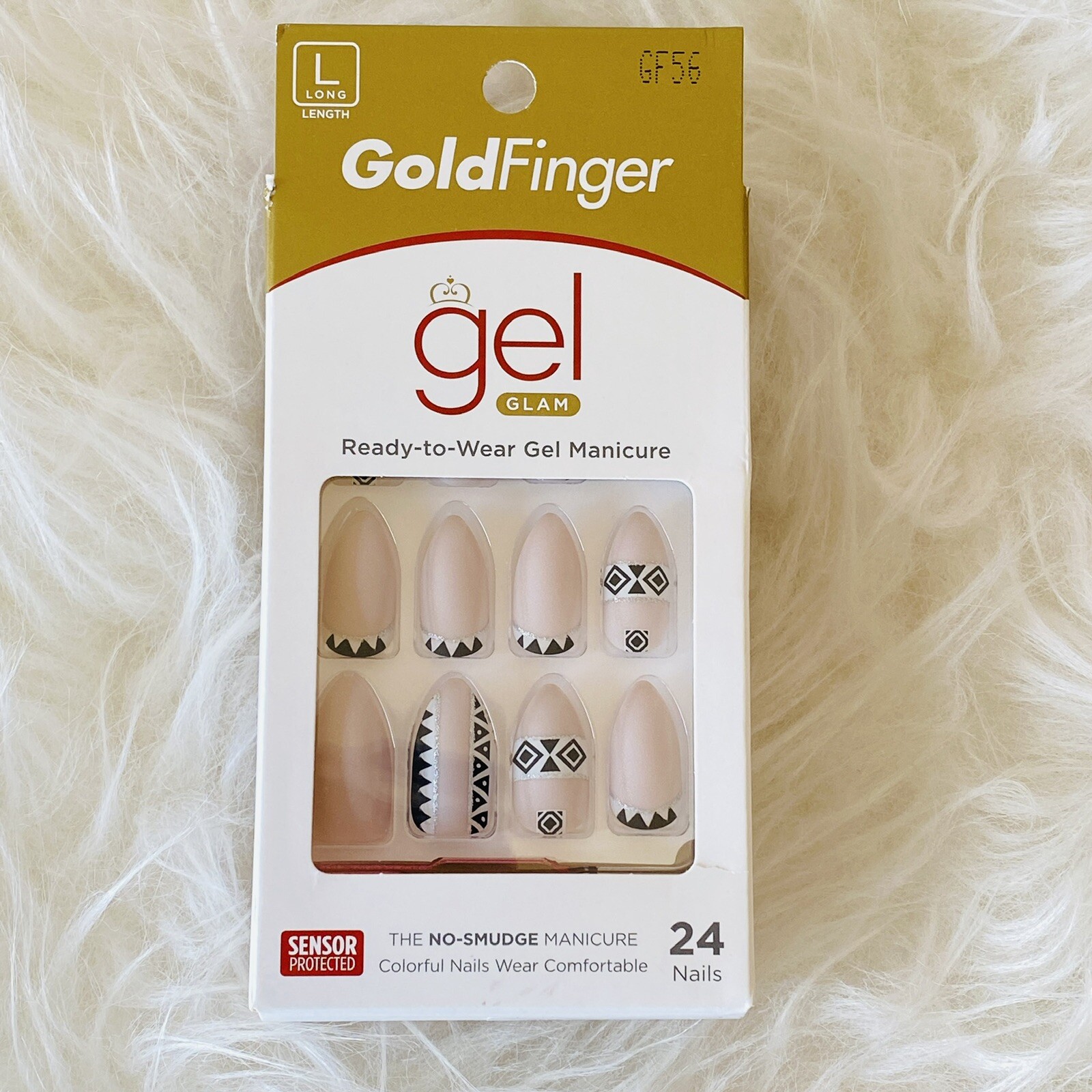 GoldFinger Press On Nails Long Matte Nude Tribal Almond