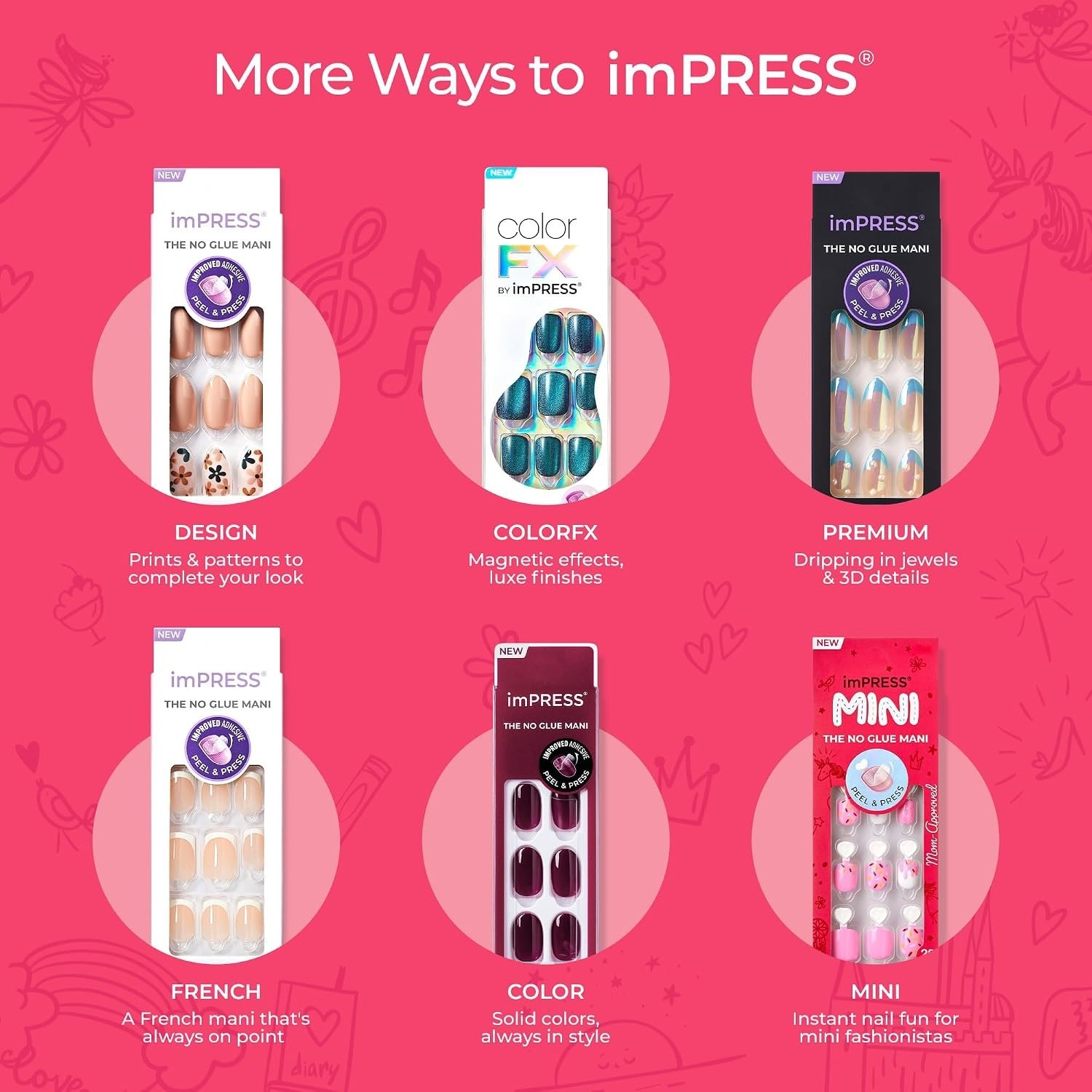 Mini Mani Press On Nails for Kids 20 Short Squoval Glitter Pink No Glue