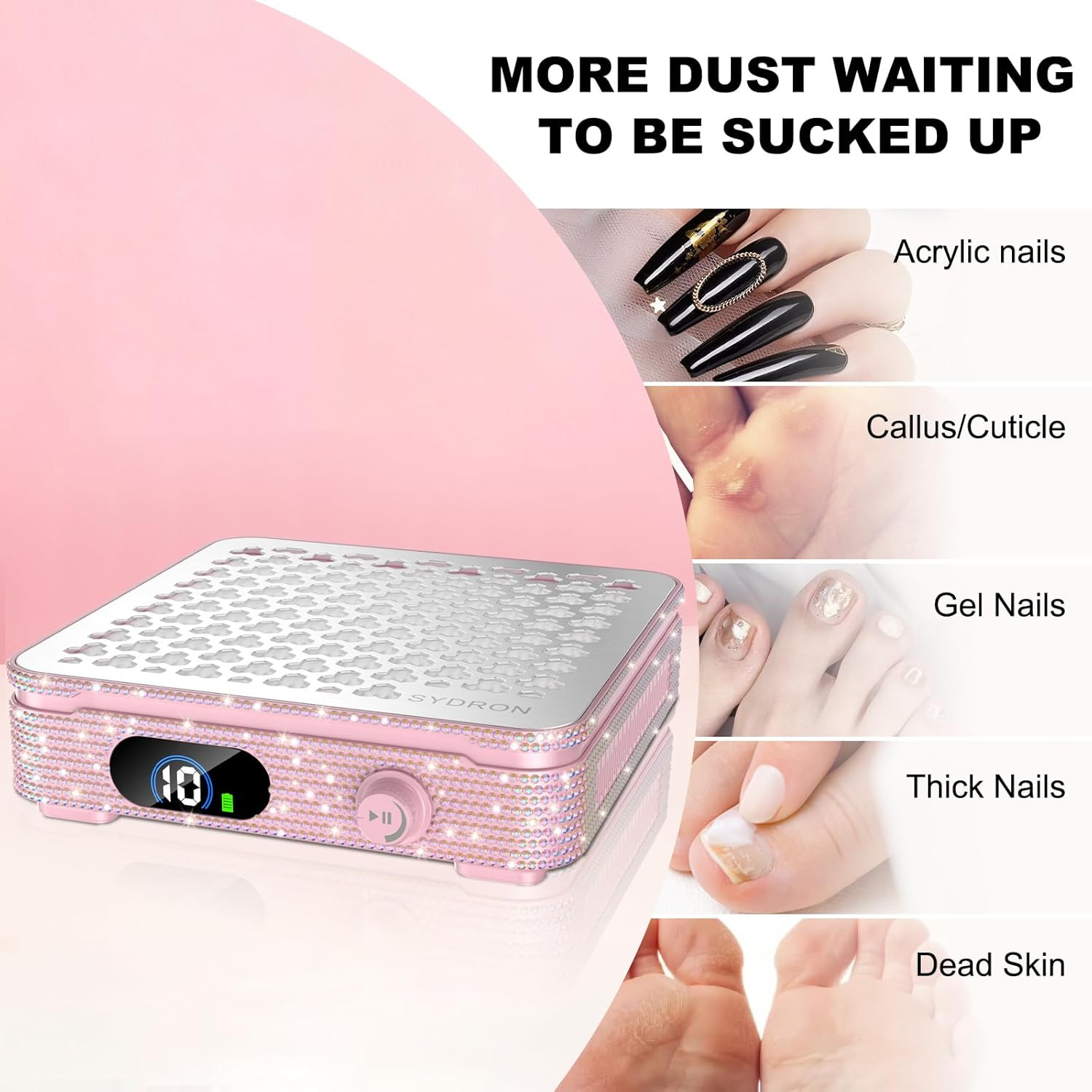 Nail Dust Collector | 1000PA Nail Dust Collector Rechargeable | 10 Speed Levels
