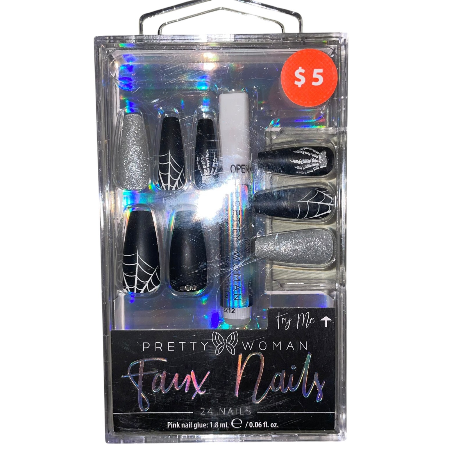 Pretty Woman Faux Nails Press On Halloween Designs Lot 3 Variant Packs with Glue