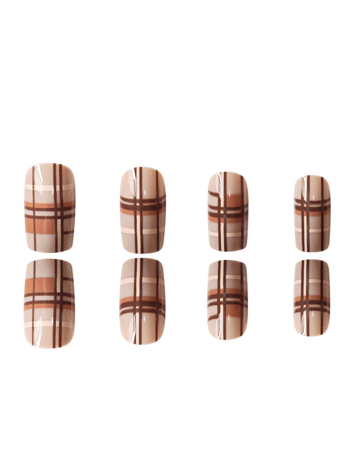 Press On Nails Cool Tie Dye Glitter Plaid Color Block Short Square