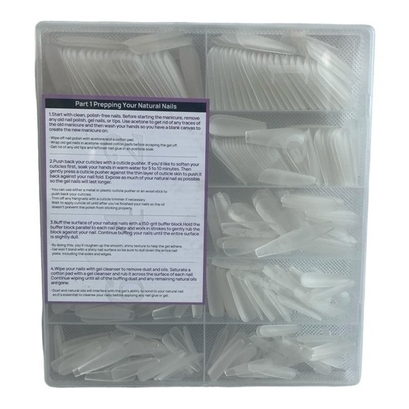 BTArtBox 500pcs Long Ballerina Coffin Nail Tips Clear Pre-Buff Korea ABS NIB
