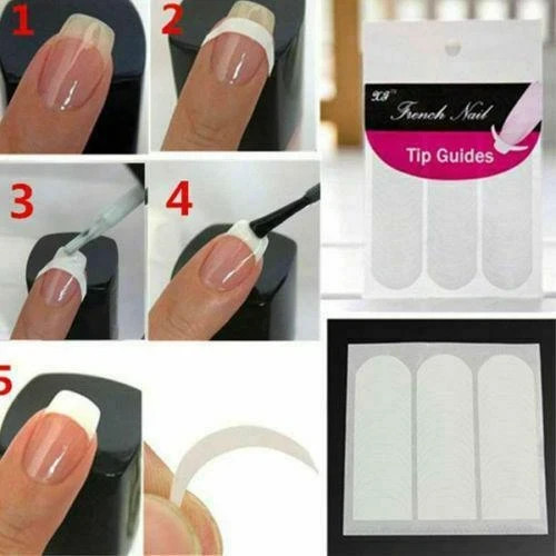 3 Pack French Manicure Nail Art Tip Guide Sticker Stencil Round Form Decoration