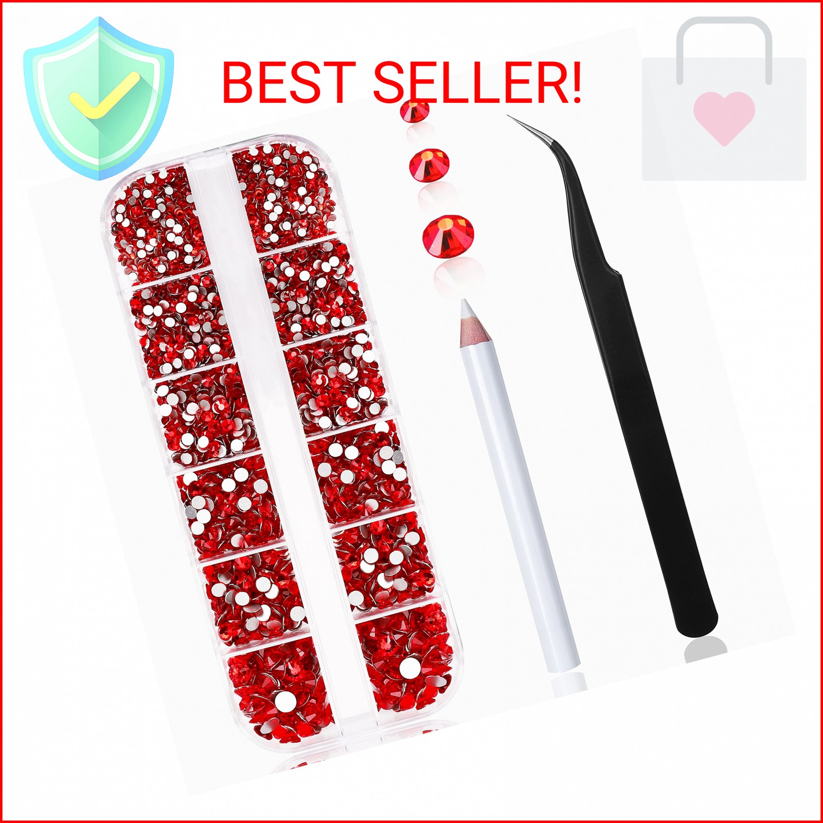 2400 Pcs Nail Art Rhinestones Red Flat Back Rhinestones Gems Round Crystal Siam