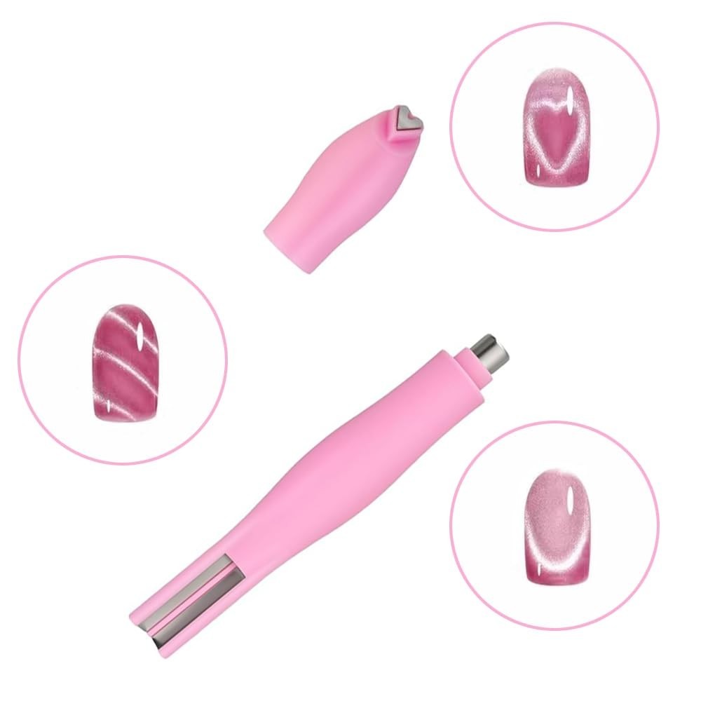 Cat Eye Nail Magnet Tool Kit 17PCS Magnetic Wand Pen Gel Polish Nail Art Pink