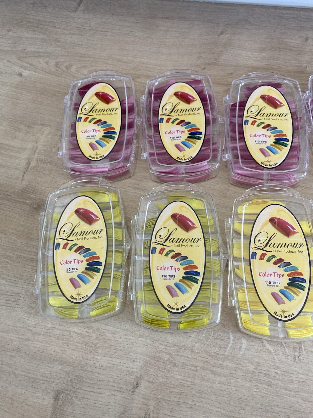 Lamour Nail Products Coloured Tips 5 Yellow 5 Purple 1100 Total USA 0-10