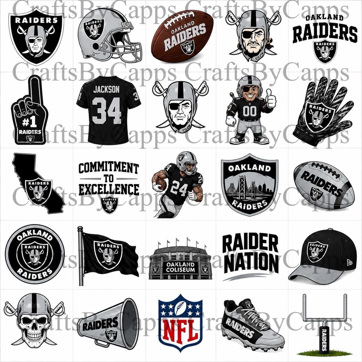 Oakland Raiders Waterslide Finger Nail Decals Instructions Bonus (set of 50) KC