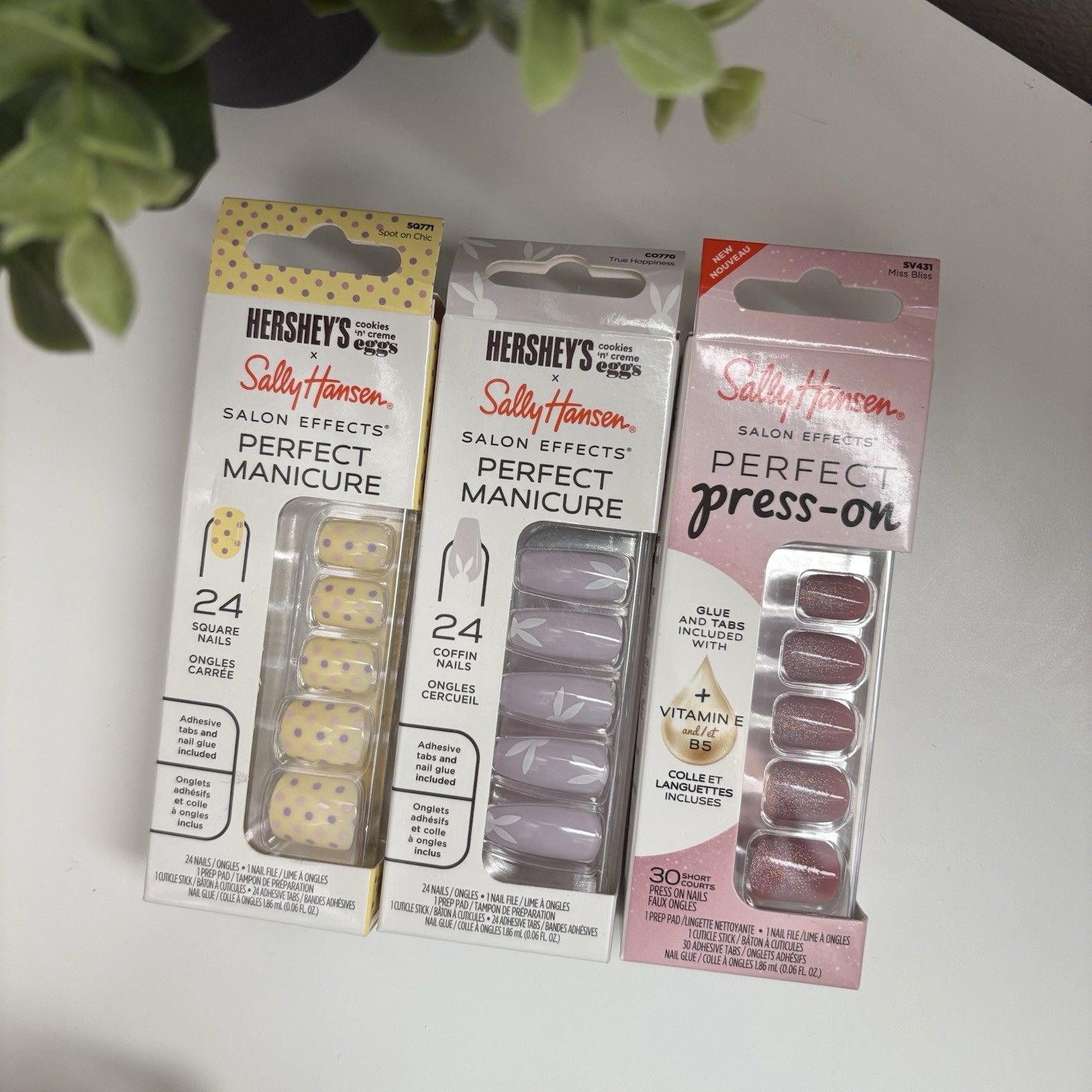 3Pk: Sally Hansen Perfect Mani Press On Nails Hersheys x Easter ASSORTED Lot 2