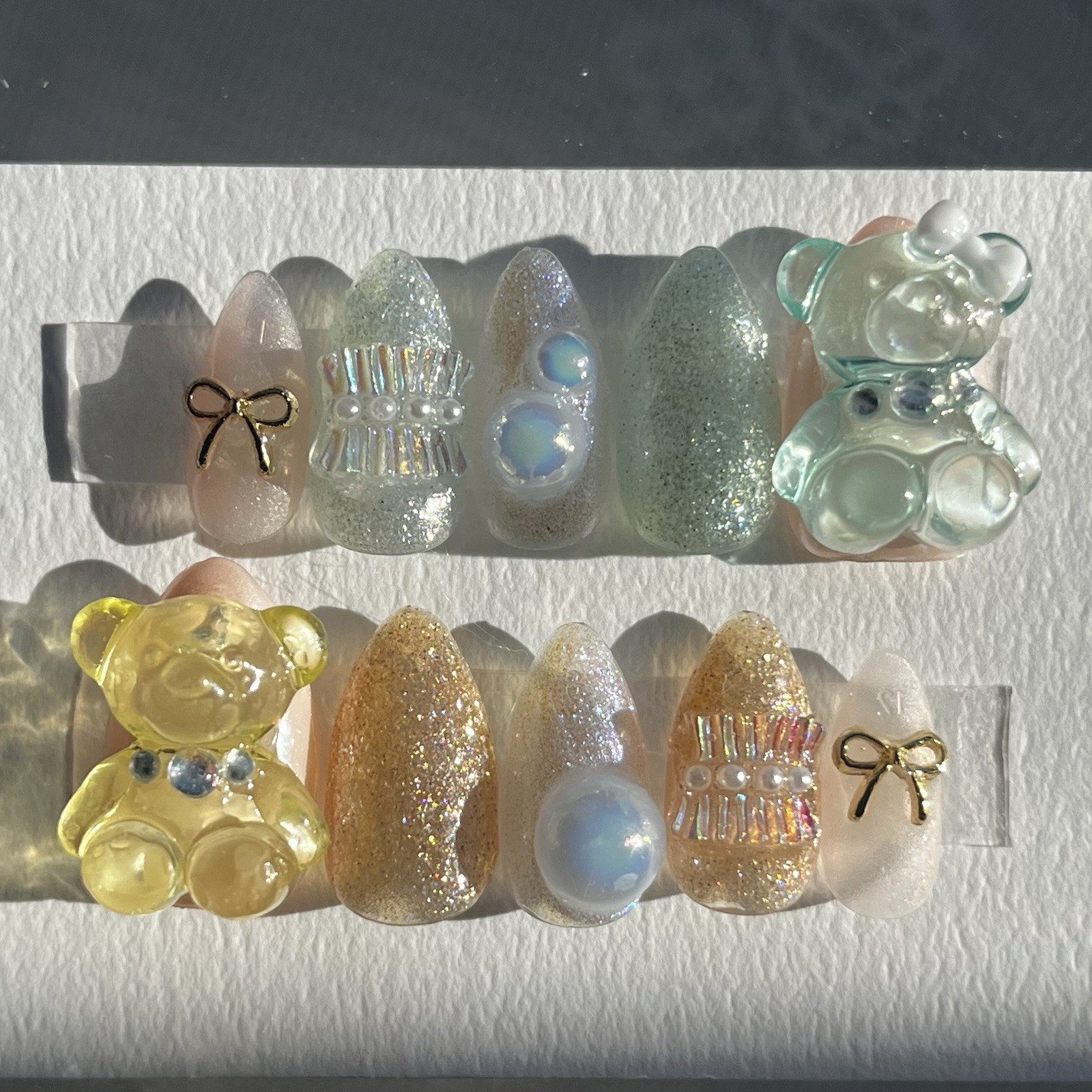 Flash Nail Cute Bear Nail Tips Shimmer Uñas Postizas Oso Bonito By Fumi+