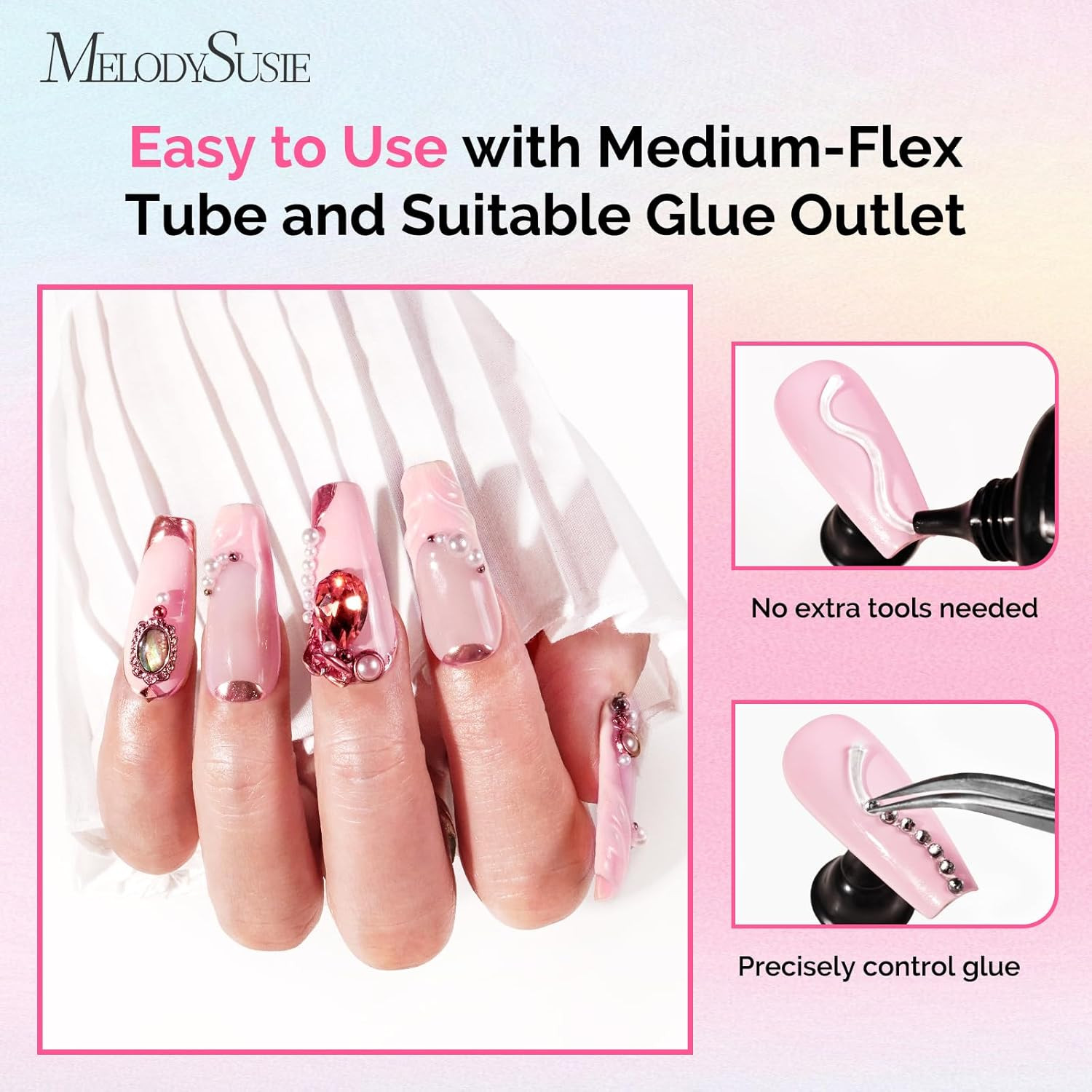 Rhinestone Glue Super Strong Gel Nail Glue for 3D Sculpting Nail Art Design Chro