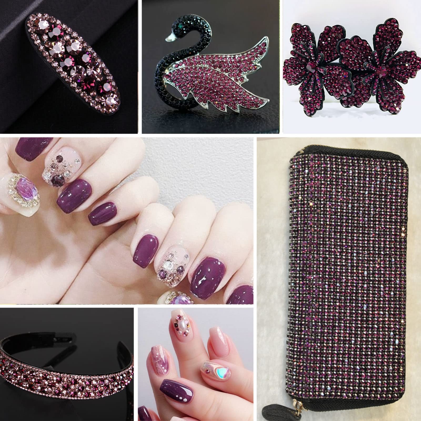 288 720 1440p Amethyst Nail Art Rhinestones Flatback Glitter 3D Tips Decoration