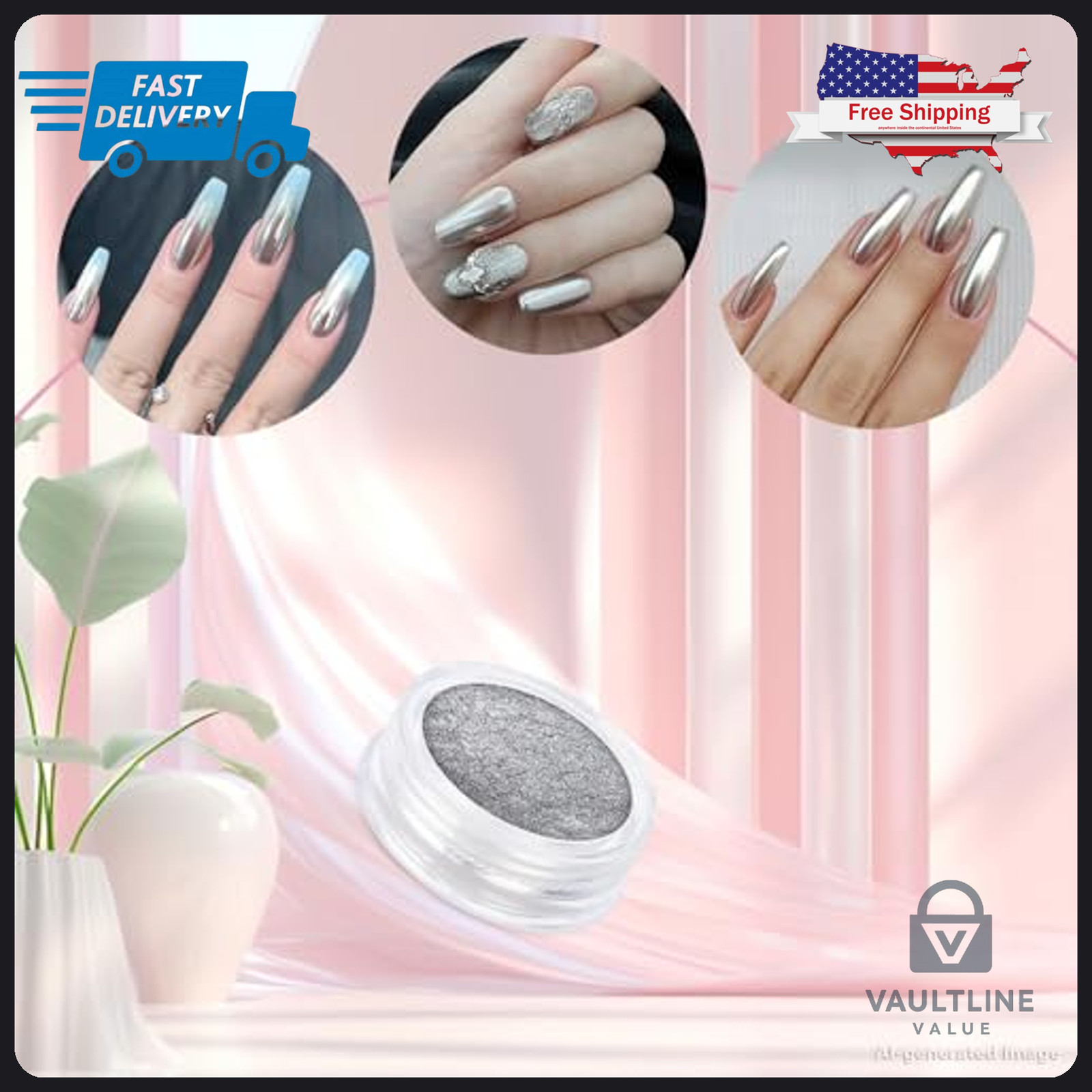 8 Jar Artdone Chrome Nail Powder Set – Shimmery Pearl Mirror Pigment Manicure