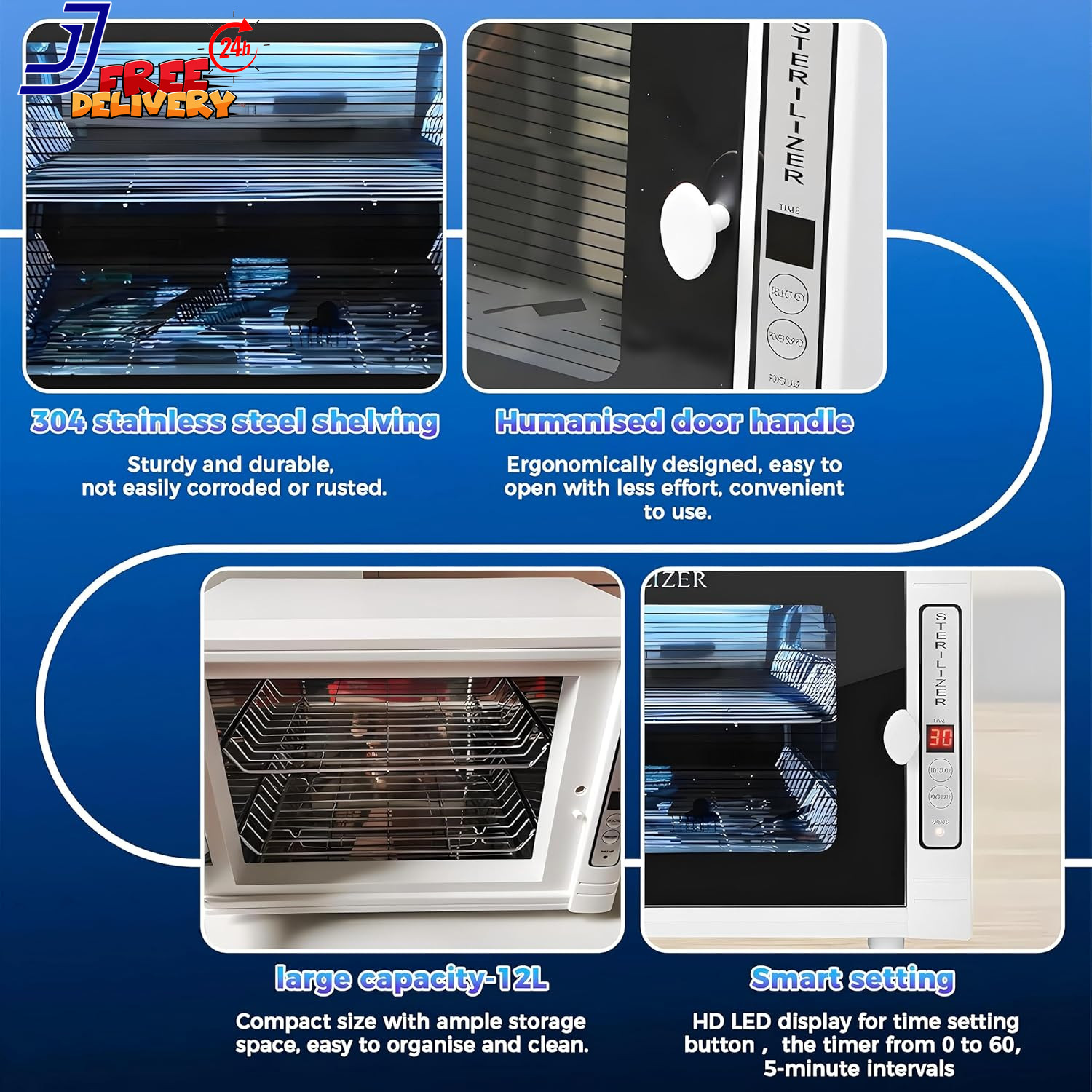 Nail Tool Sterilizers UV 12L Lighting Autoclave Machine for Labs Salons & Home