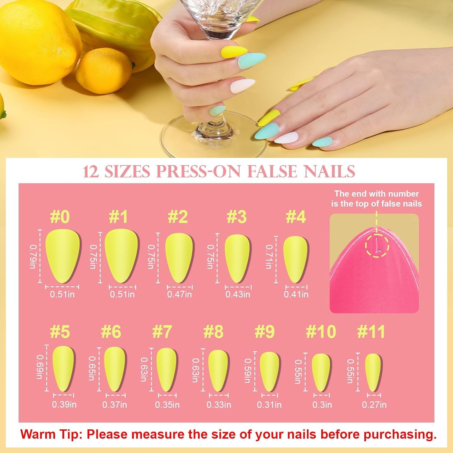 24 Pack Almond Press On Nails – 576 Pcs, Medium Sizes, Easy Apply & Reusable