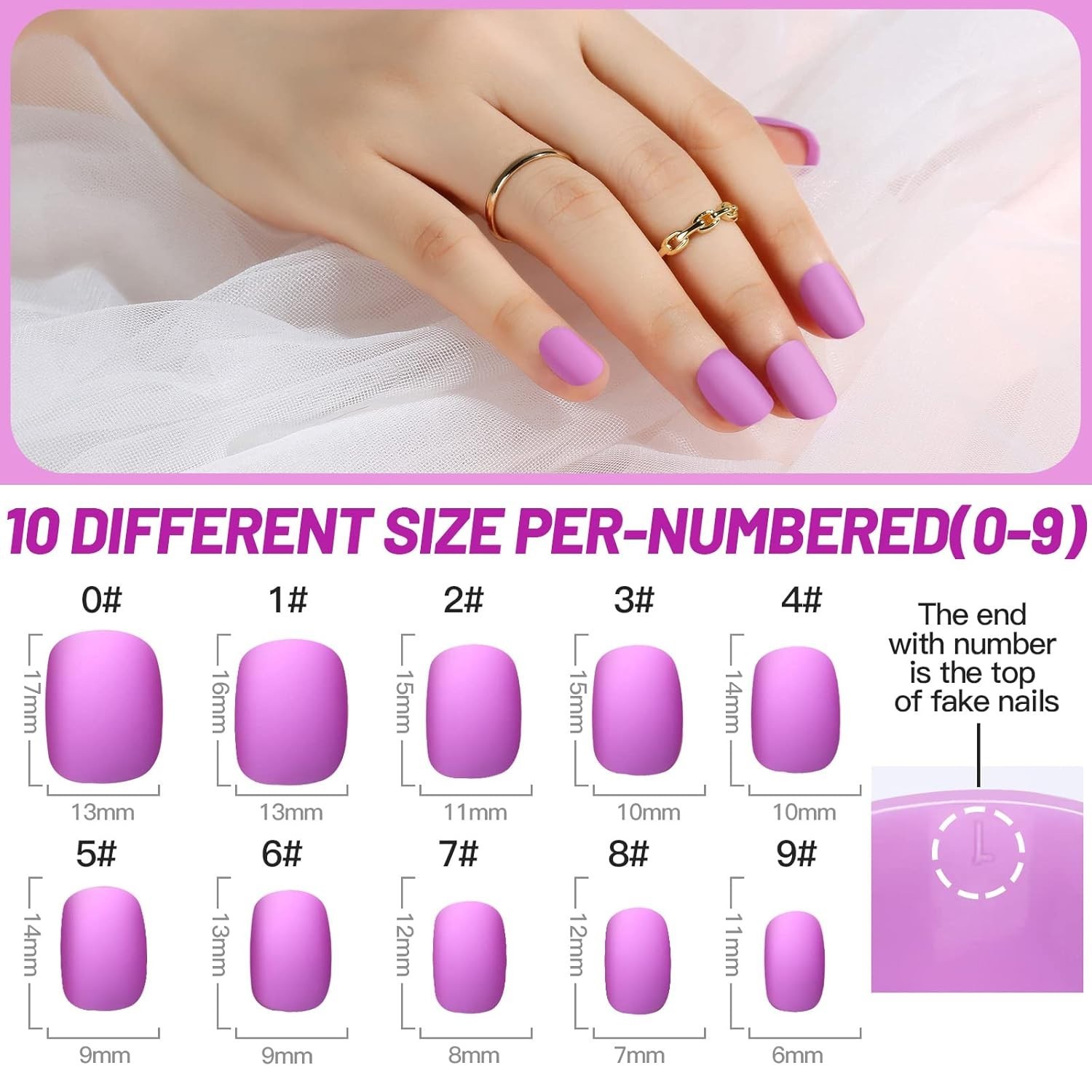 Teenitor Matte Acrylic False Nails With Glue, 12 Co288pcs Short Press On Nails,