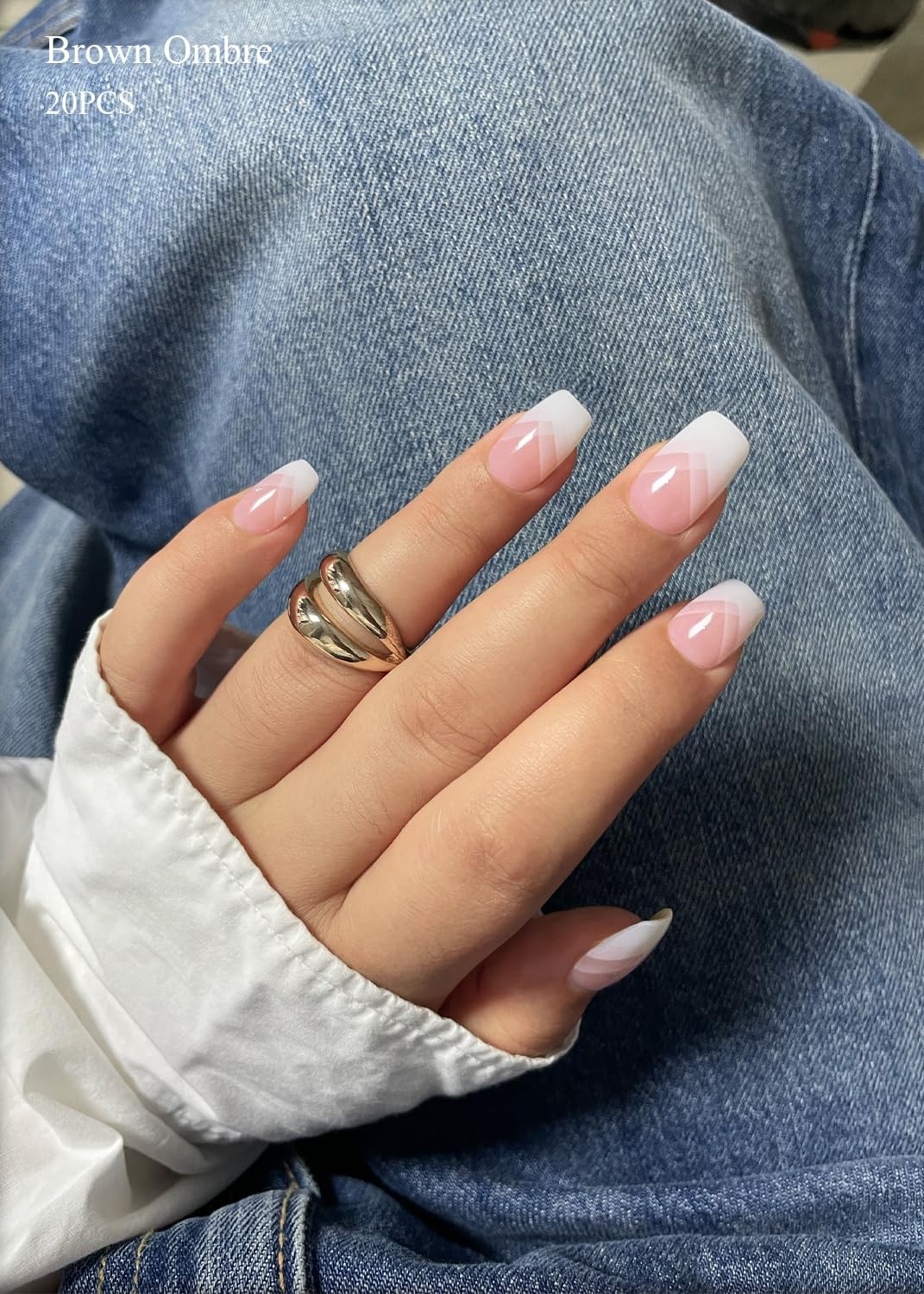 AutyaMee Semi Cured Gel Nail Strips (Elegant French), White Elegant French
