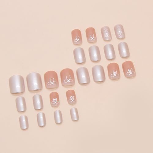 24Pcs Fall Fake Nails Short Press on Nails Square False Nails Autumn Design Z2
