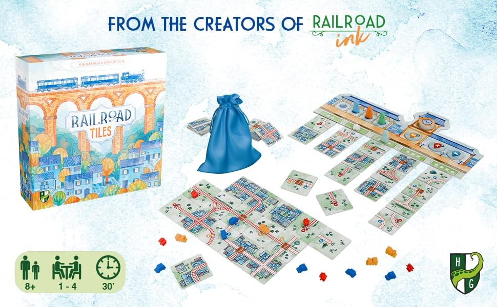 Railroad Tiles Board Game – Network-Building Tile-Laying Game, Family Small