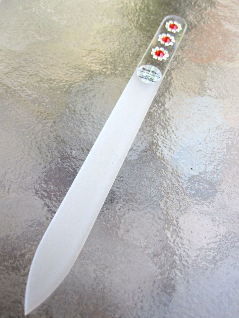 Mont Bleu Czech Crystal Glass Nail File 3 Flower adorned with Swarovski Crystals