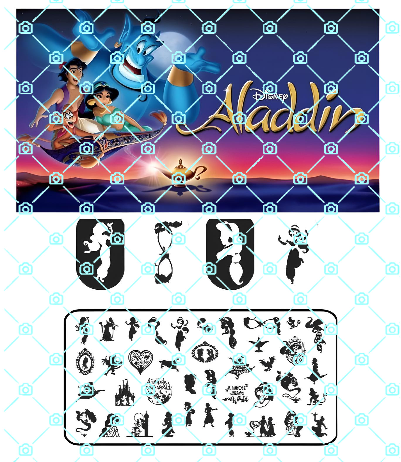 High- Quality Durable Stainless Steel Disney’s Aladdin Nail Stamping Plate