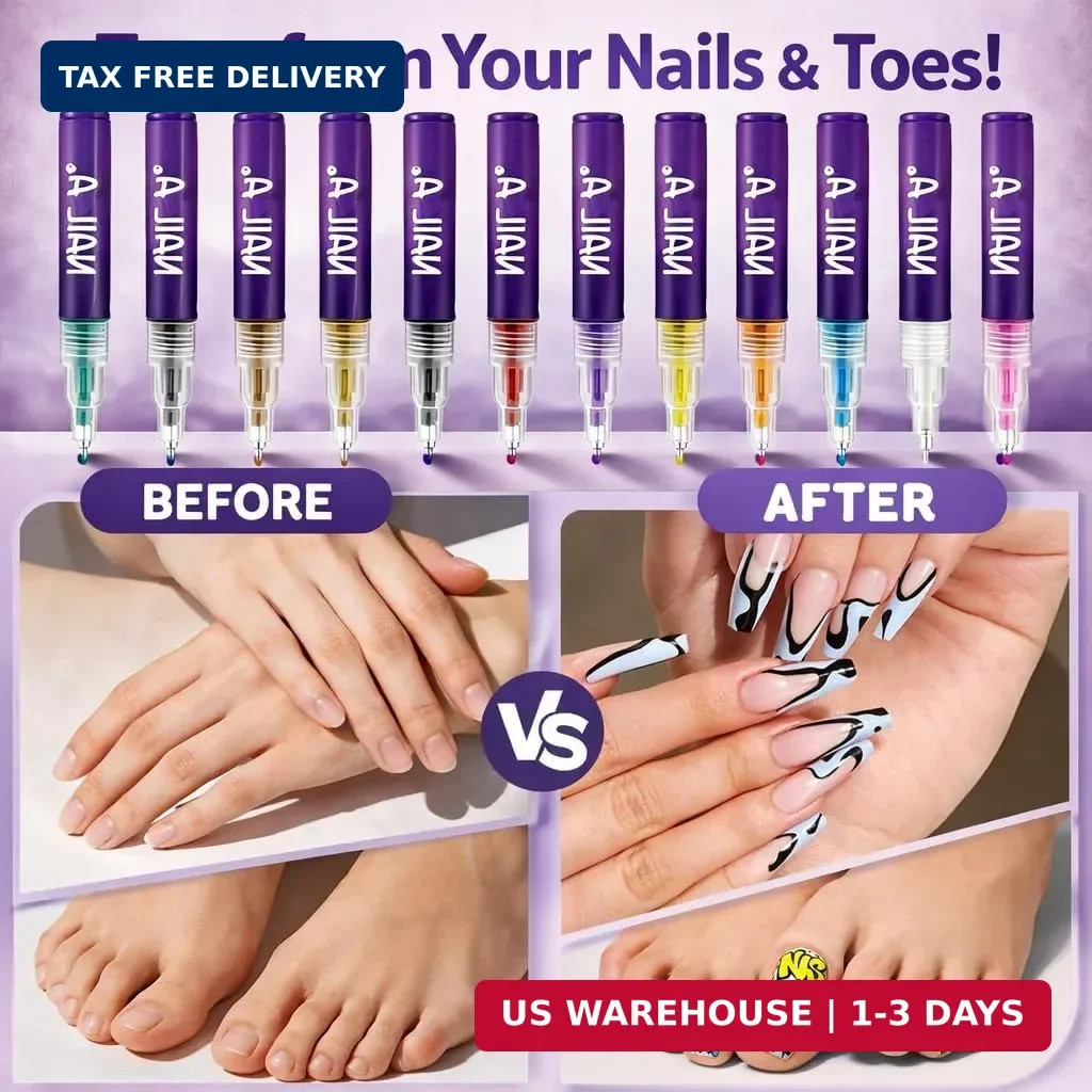 12 Colours Nail Art Markers, Nail Art Pens, Nail Polish Pens Set with Fine Ti…