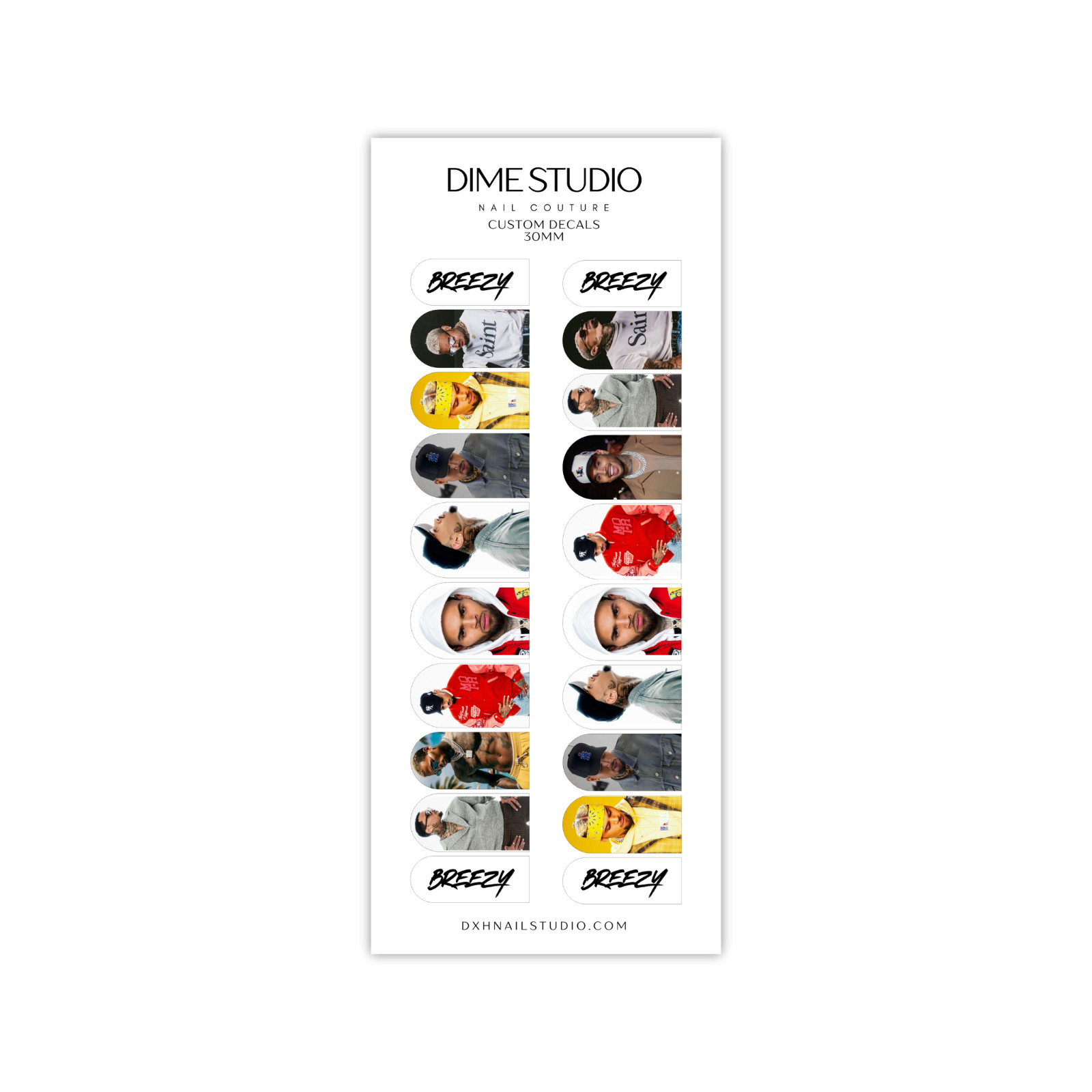 Chris Breezy OG Nail Decals Water Transfer Overlay Nail Wraps