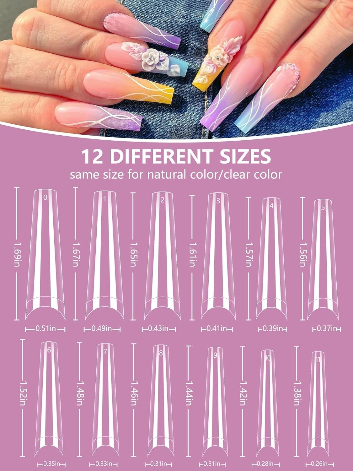 480PCS Coffin Nail Tips for Acrylic Nails Professional Set, XXL Extra Long Ac…