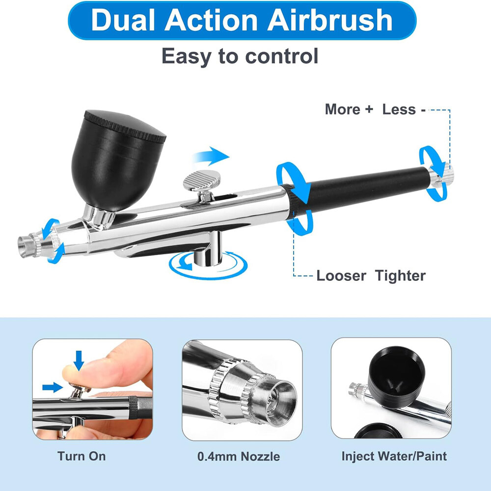 Portable Air Compressor Kit Air-Brush Paint Spray Gun Nail Tattoo Art Airbrush