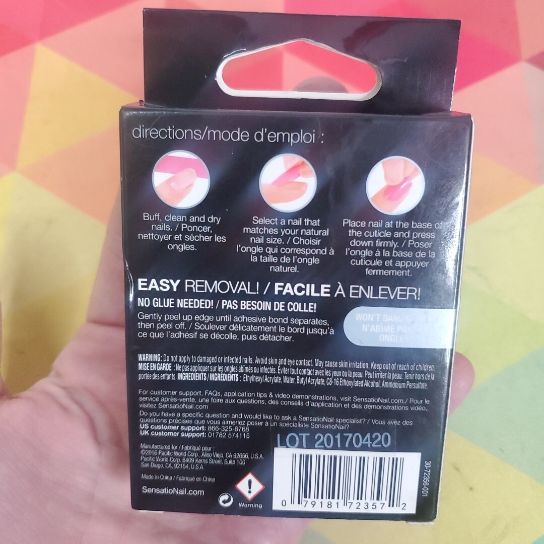 SensatioNAIL Press On Nails ~ #72357 Neon Pink W/Yellow Paint Splatter~24 Nails