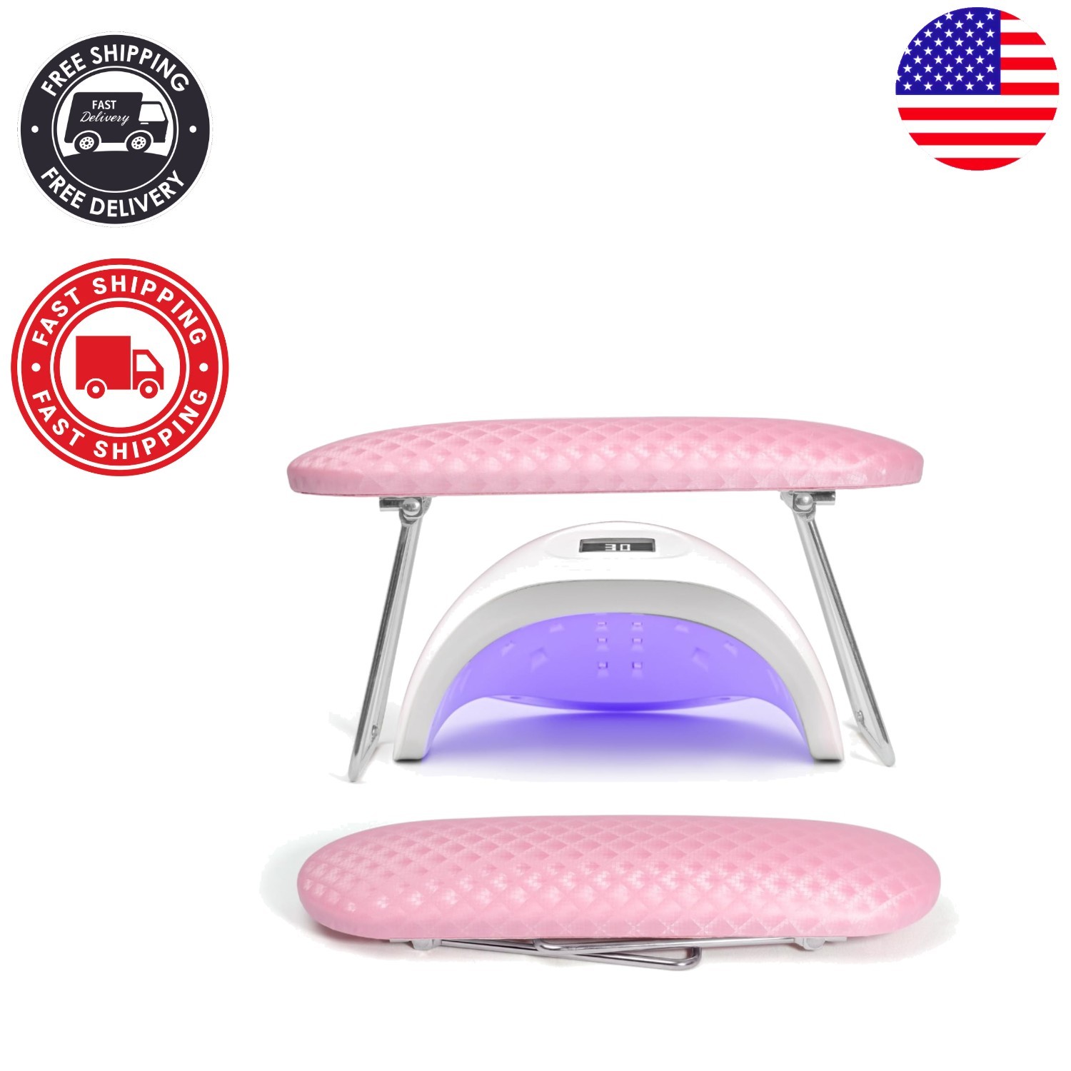 Ergonomic Pink Nail Hand Holder – Microfiber Leather Cushion for Technicians
