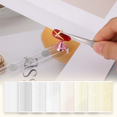 7 Sheets Line Nail Art Stickers Gold and Silver, Metallic Nail Striping for