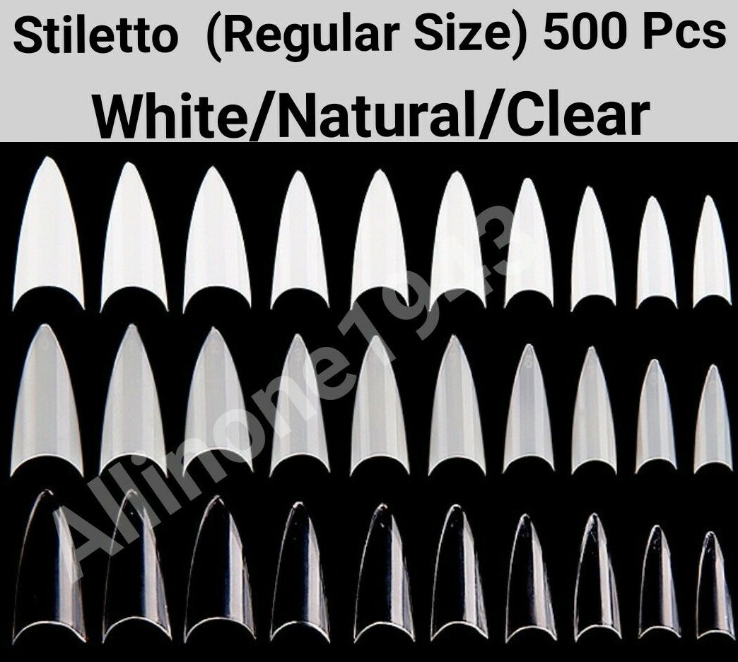 100/500Pc Stiletto/LongStiletto/Long Stiletto Curved Pointed False Nail Tips