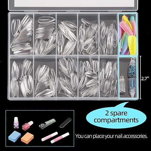 500Pcs Medium Almond Fake Nail Tips Full Cover Acrylic Nails Press on Clear