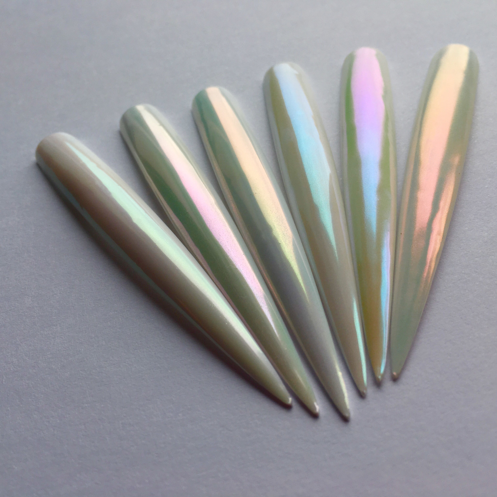Aurora Nail Chrome Powder 6 Colours Unicorn Mirror Chameleon Effect Pigmen