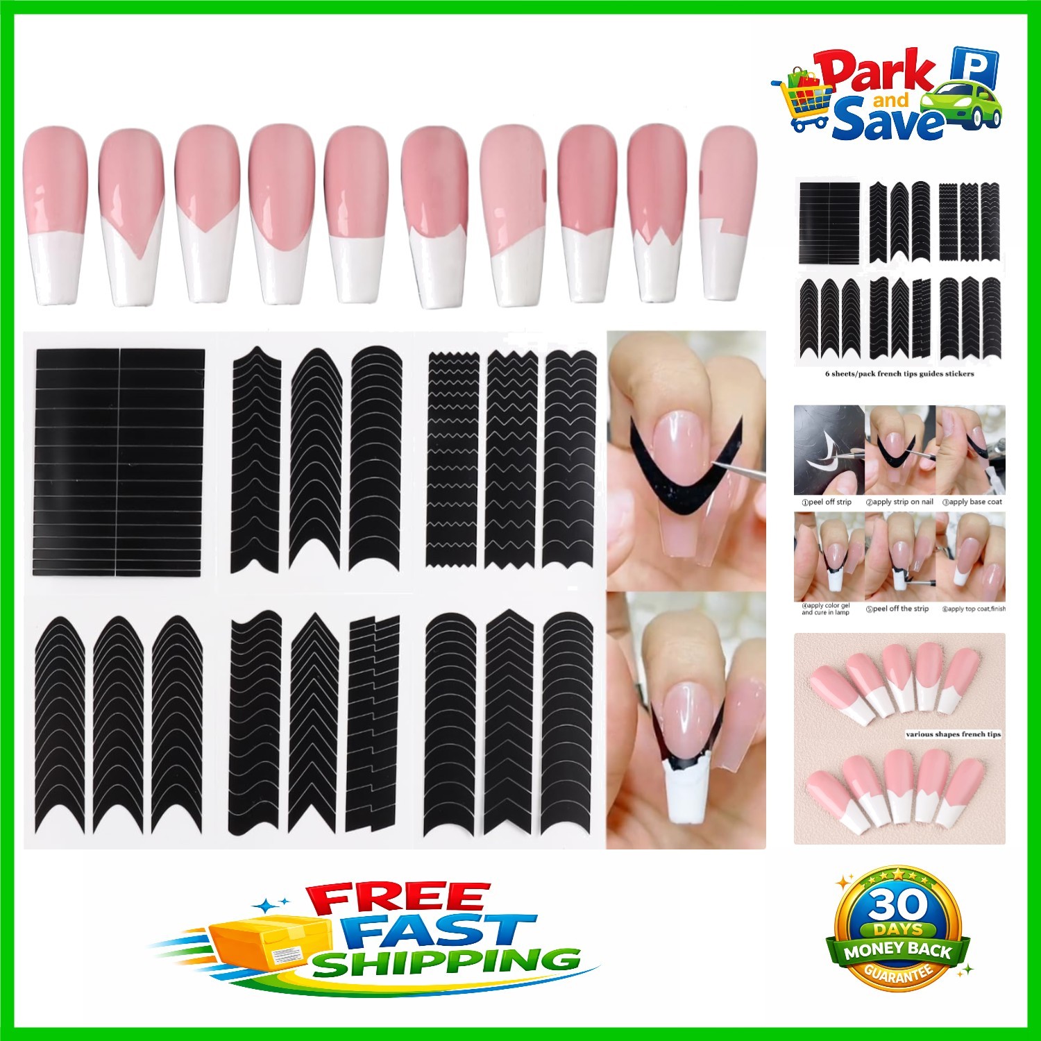 6 Sheets Luxury French Tip Nail Guides – Easy Application for Stunning Nails