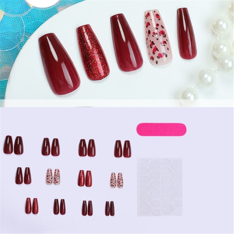 24x Valentines Day False Nail French Cats Eye Press On Nail on Nail