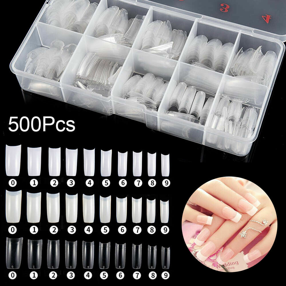 500Pcs/Box Artificial Nails French False Half Nail Art Tips Acrylic UV Gel Tools