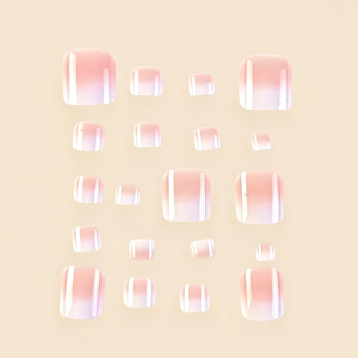 Press on Toenails Ombre Pink Fake Toe Nails Square False Toenails style23