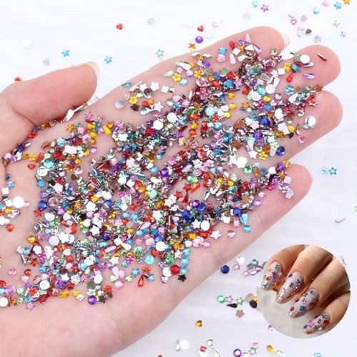 12Grids Colorful Rhinestones Nail Charms Multi-Shape Diamond Nail Art orange