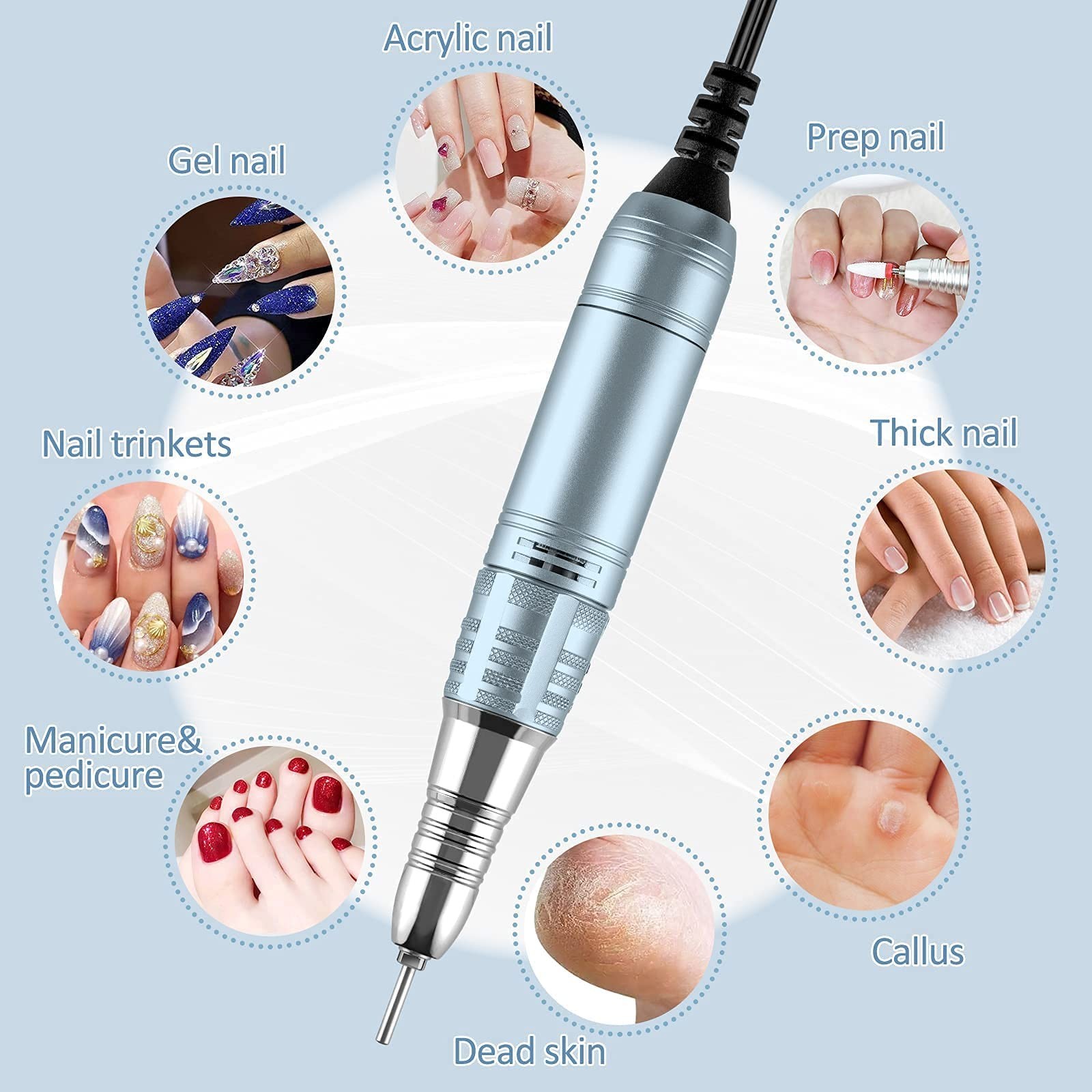 Madenia Professional Nail Drill Machine for Acrylic Nails, 35000RPM Compact C…