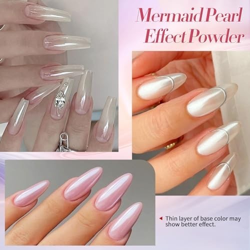 White Pearl Chrome Nail Powder Chameleon Aurora Mermaid Pigment Glitter Dust