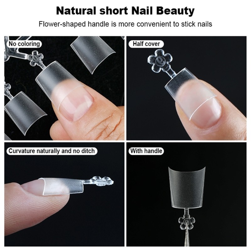 300x Nail Tips Short Oval Short Nail Tips Half Cover French Tips Round Shape
