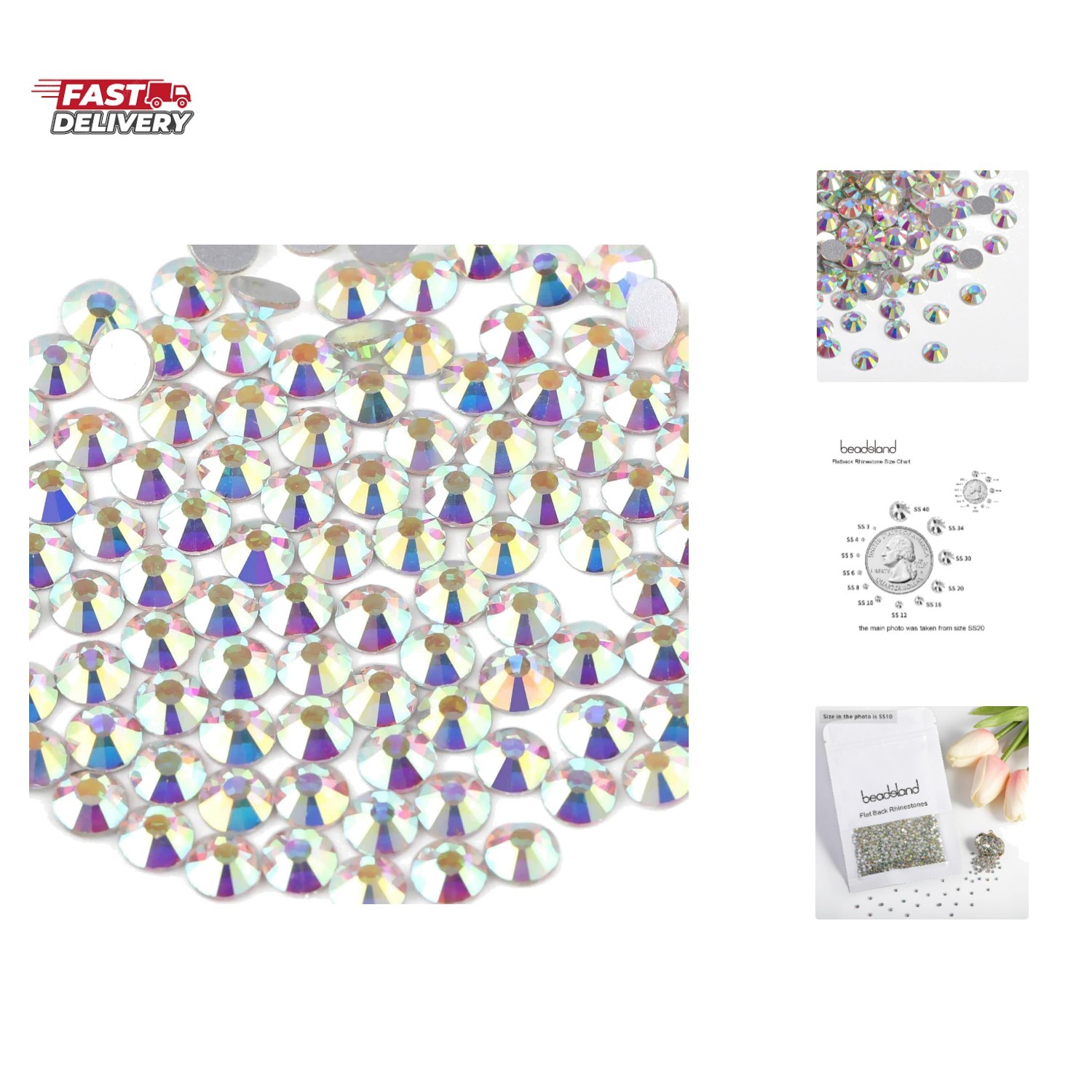 1440pcs Flat Back Crystal Rhinestones Round Gems for Nail Art and Craft Glue …