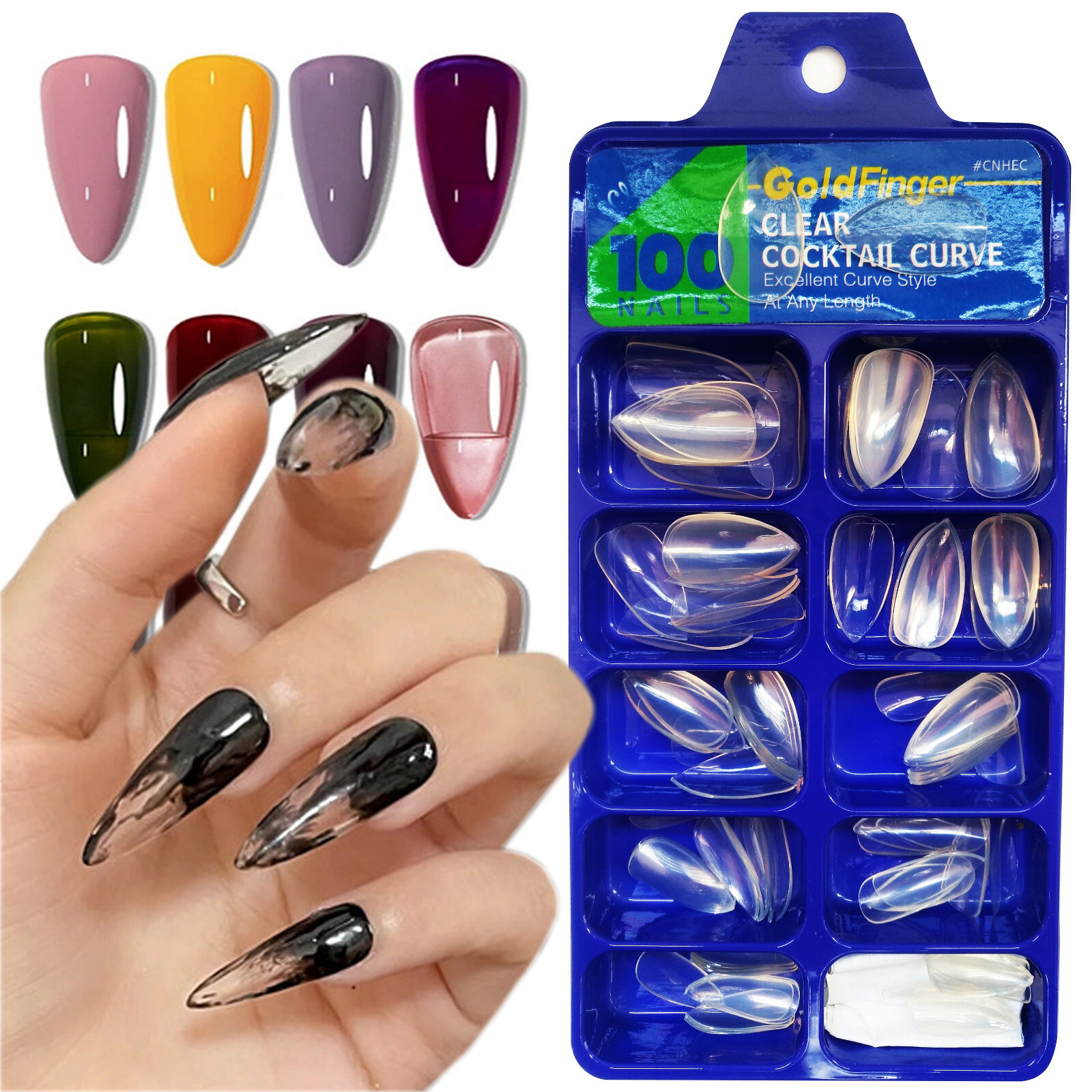 Short Stiletto Nail Tips 100pcs Full Cover False Nails French Fake Nails