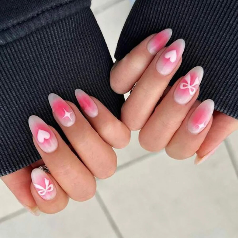 Sweet Love Square Matte Glossy Press On Nails For Women