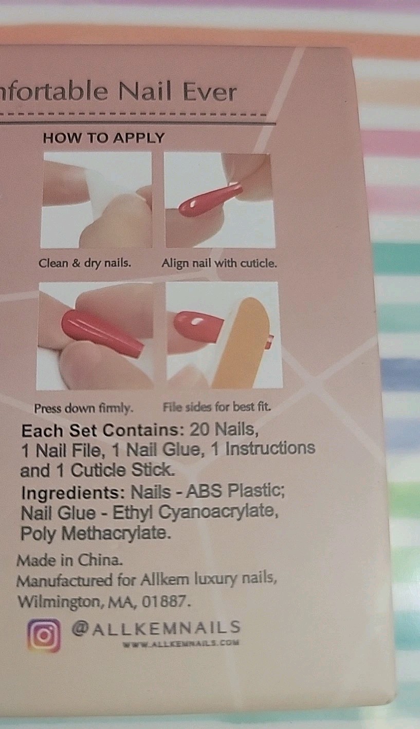Allkem Luxury Nails Ballerina Press On Nails 20 Nails – Multi Ombre