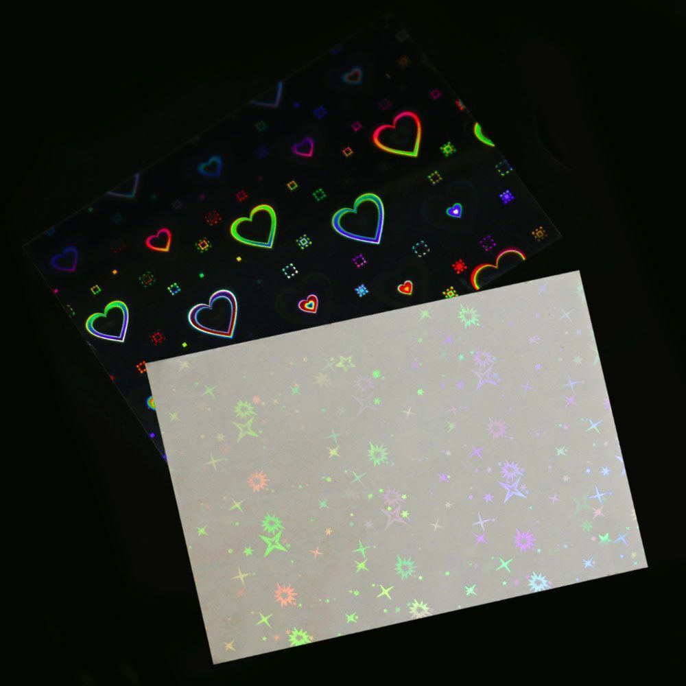 Aurora Laser Heart Star Snowflake 3D Nail Art Stickers Holographic Decals NS28