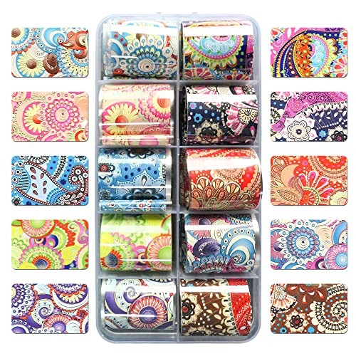 30 Roll Transfer Nail Foil Sticker Mandala Flower Printed Nail Foil Transfer