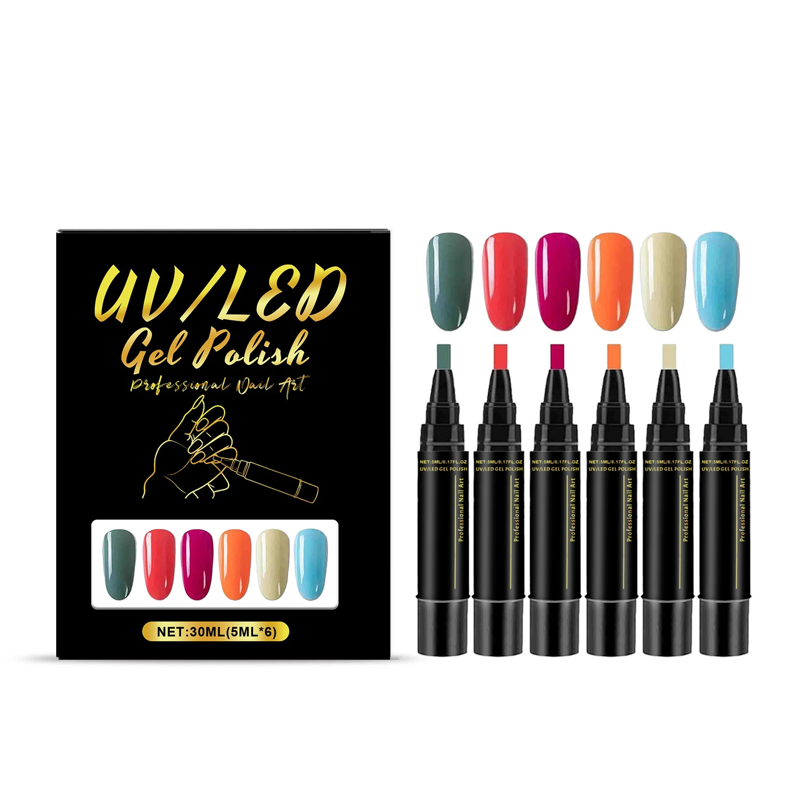 6 Color DIY Nail Art Pens High Pigment Bright Color Quickly Dry Decorate Nails S