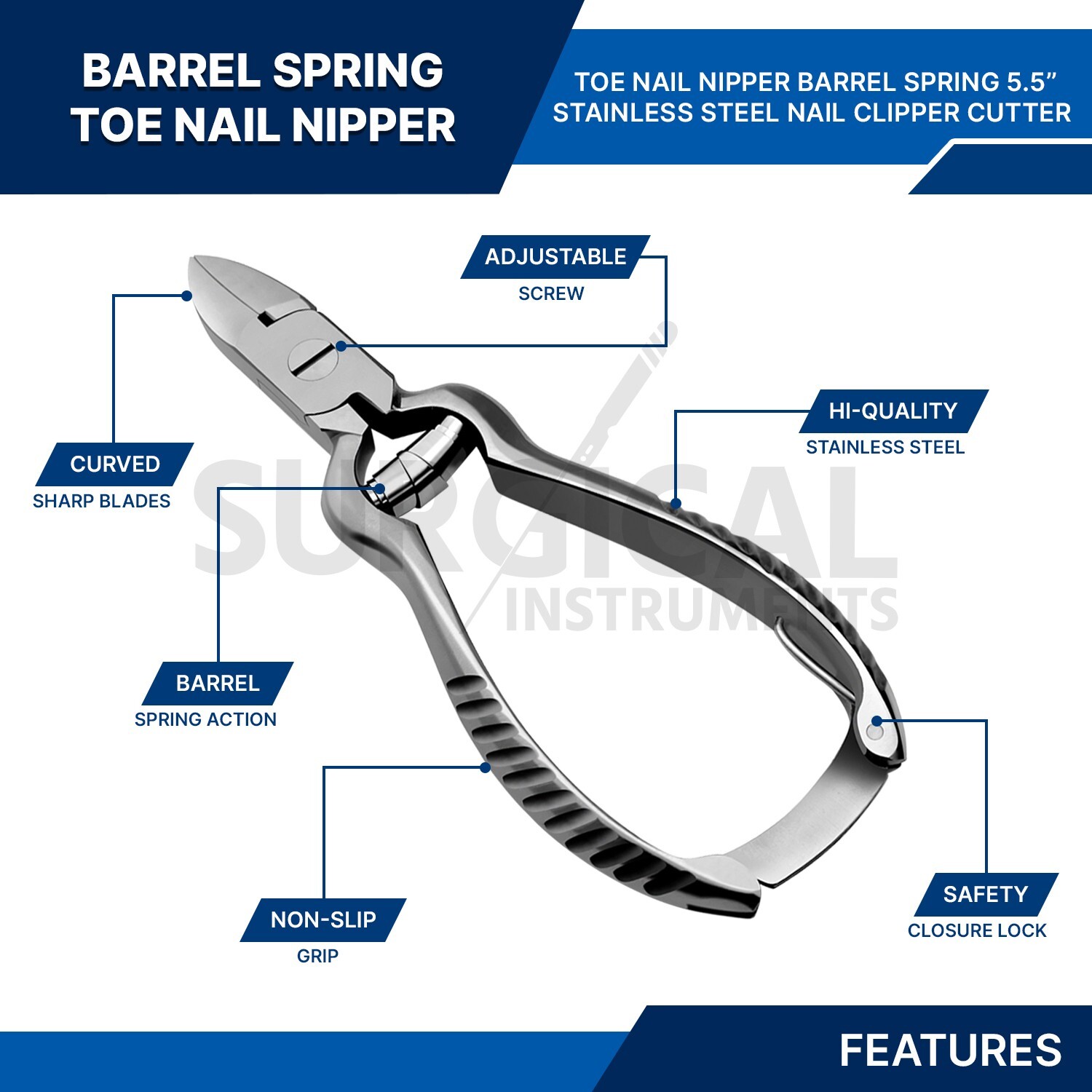12 Pieces Toe Nail Nipper Clipper Cutter Stainless Steel Barrel Spring 5.5″